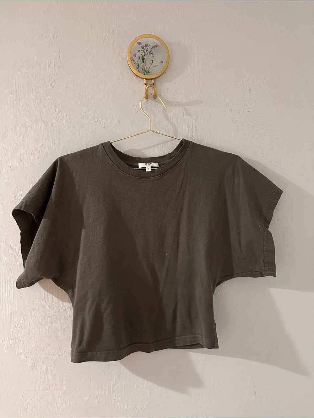 Agolde Charcoal Boxy Crop Britt Tee